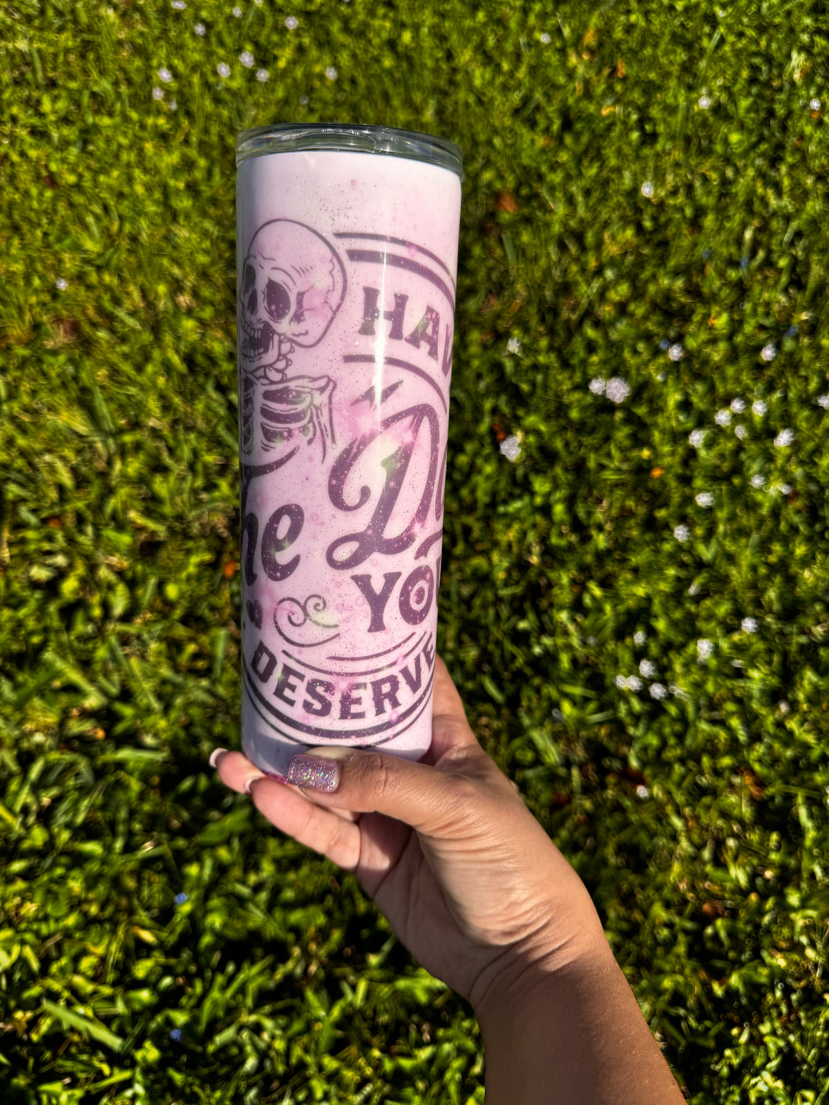 Pink Glitter Resin Tumbler: 20 oz Coffee Cup