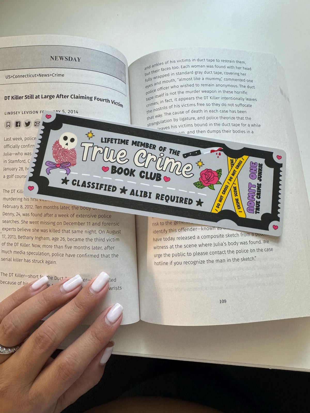 True Crime Book Club Bookmark | Movie Ticket Bookmark