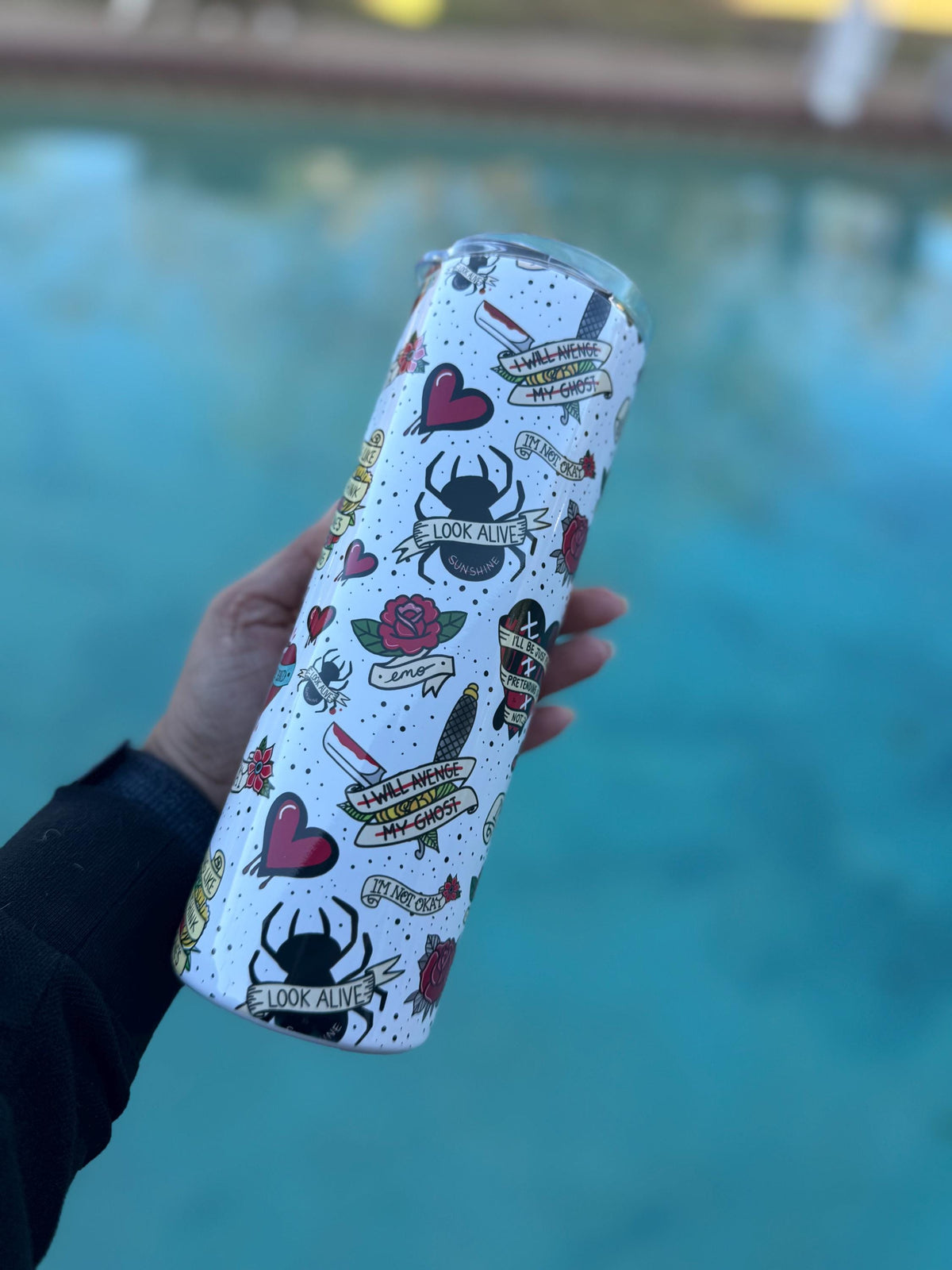 Emo Tattoo Flash Tumbler: 20 oz Stainless Steel Cup