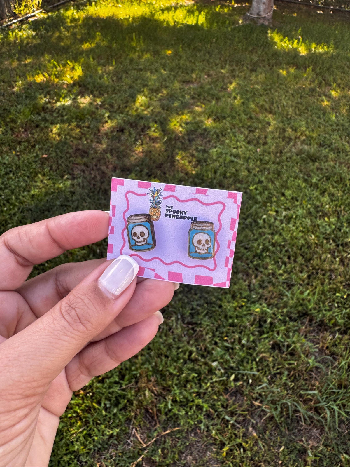 Skull Wet Specimen Earrings | Oddities Jewelry | Hand Painted Gothic Earrings | Spooky Cute Studs
