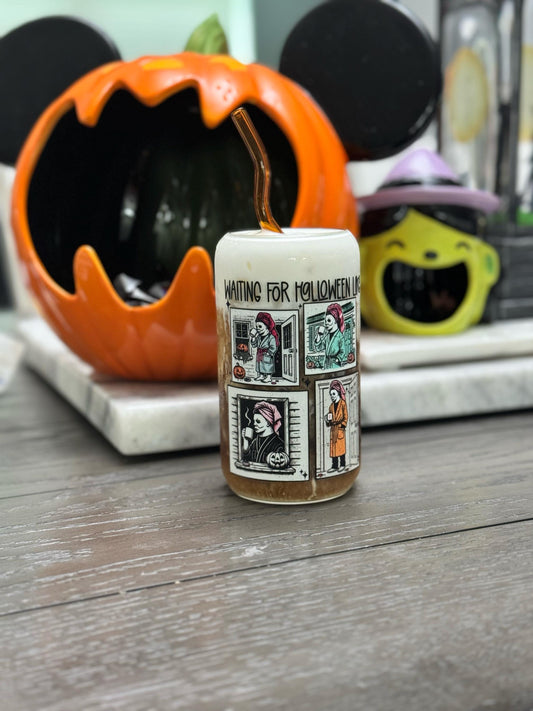 Waiting for Halloween like...  Glass Cup | Cutesy Halloween Aesthetic | Spooky Demure