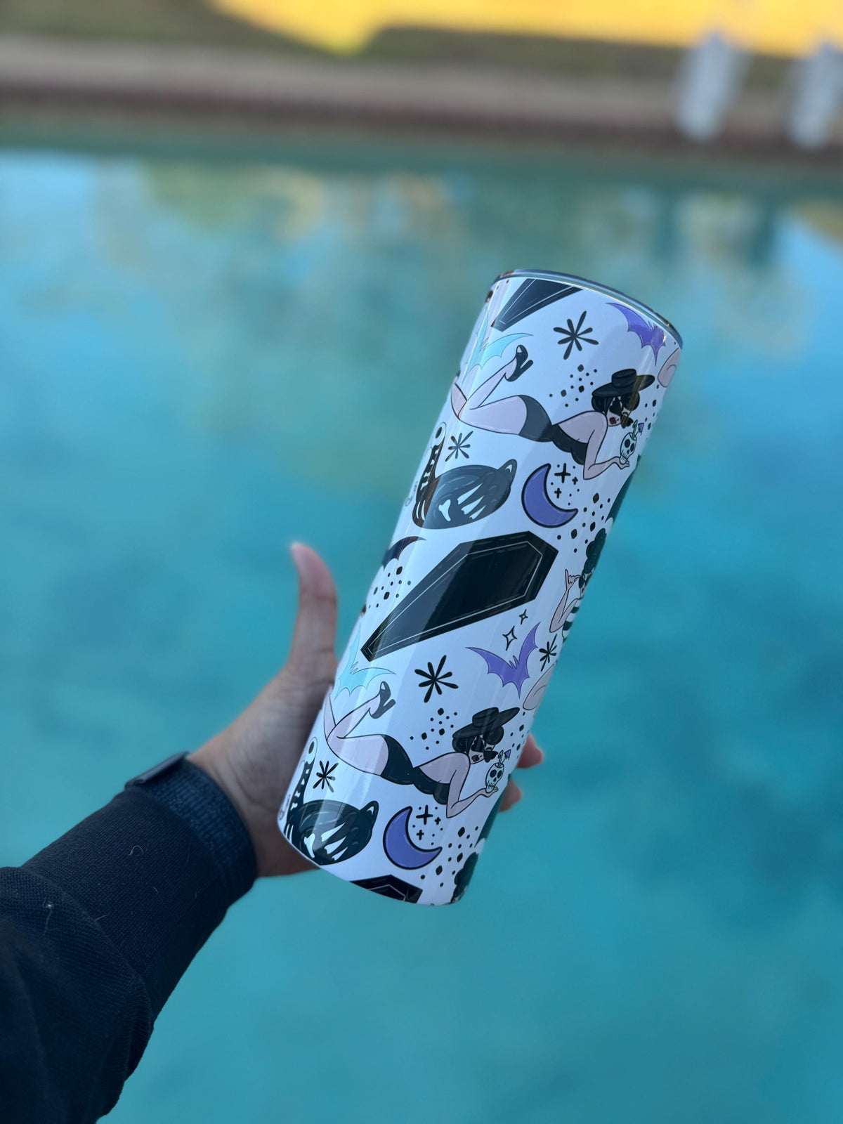 Gothic Pin-Up Tumbler | 20 oz Stainless Steel for Dark Glam | Summer Aesthetic