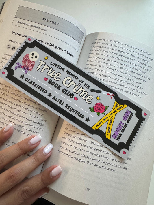 True Crime Book Club Bookmark | Movie Ticket Bookmark