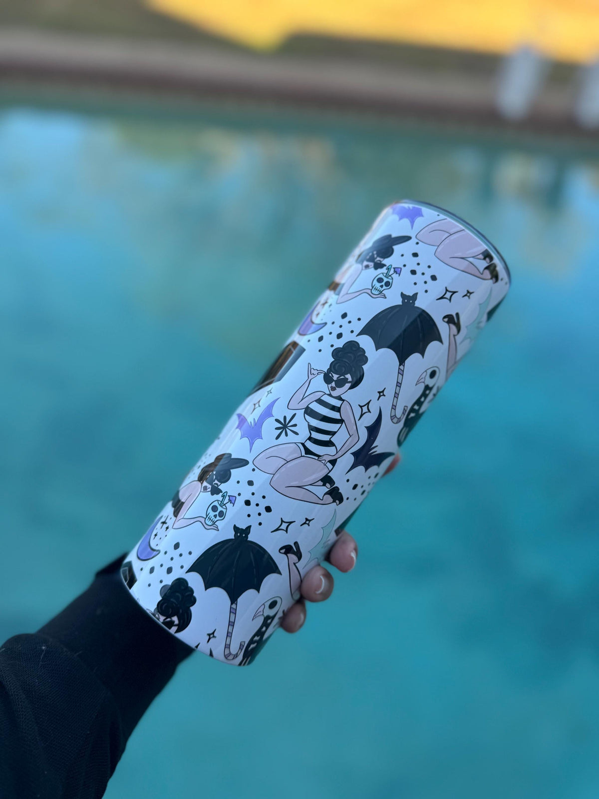Gothic Pin-Up Tumbler | 20 oz Stainless Steel for Dark Glam | Summer Aesthetic