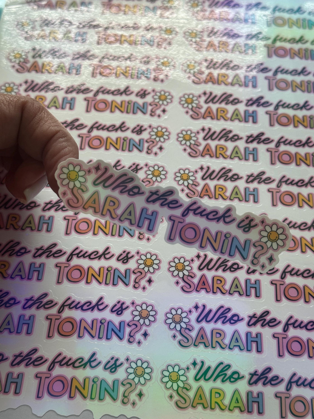Who the F* is Sarah Tonin? | Funny Vinyl Sticker | Mental Health Humor | Water & Scratch-Resistant