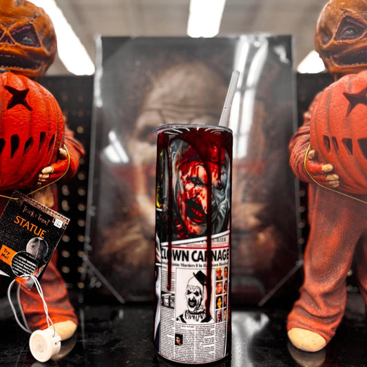 Terrifying Clown Horror Tumbler – 3D Blood Drip Clown Cup | 20oz Stainless Steel Insulated Cup