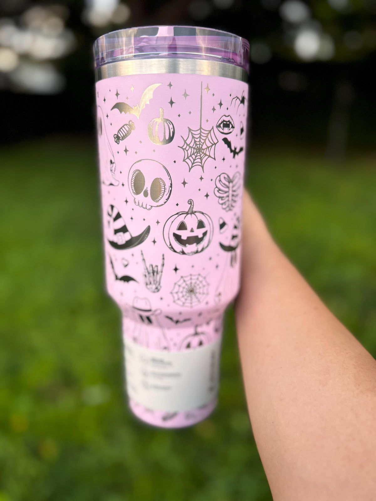 Spooky Halloween Engraved Stanley Tumbler | Pink 40oz Quencher Cup | Laser Engraved Witch Hat | Skull | Pumpkin | Bats | Flip Straw