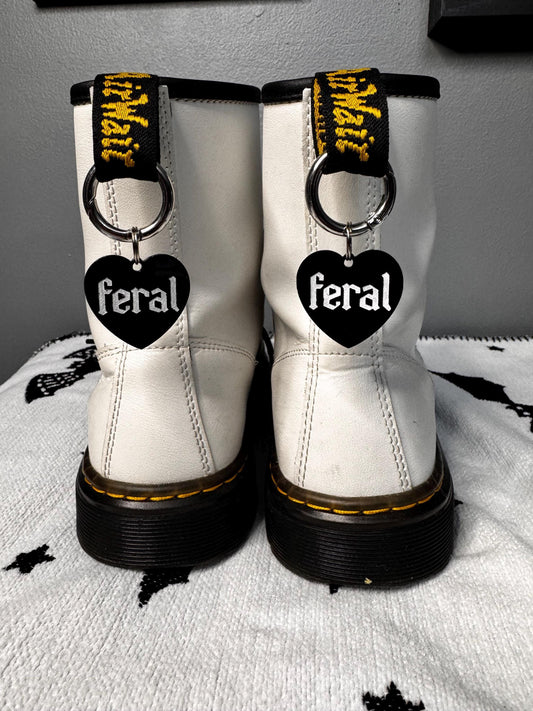 Feral Boot Tags | Laser Cut Heart Charms | Goth / Alternative Dr. Martens Accessories