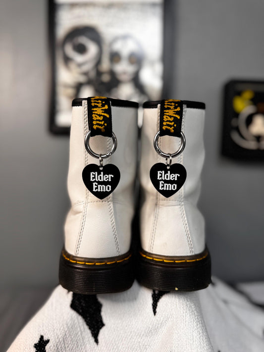 Elder Emo Boot Charms | Goth Punk Heart Keychain | Alternative Shoe Accessories